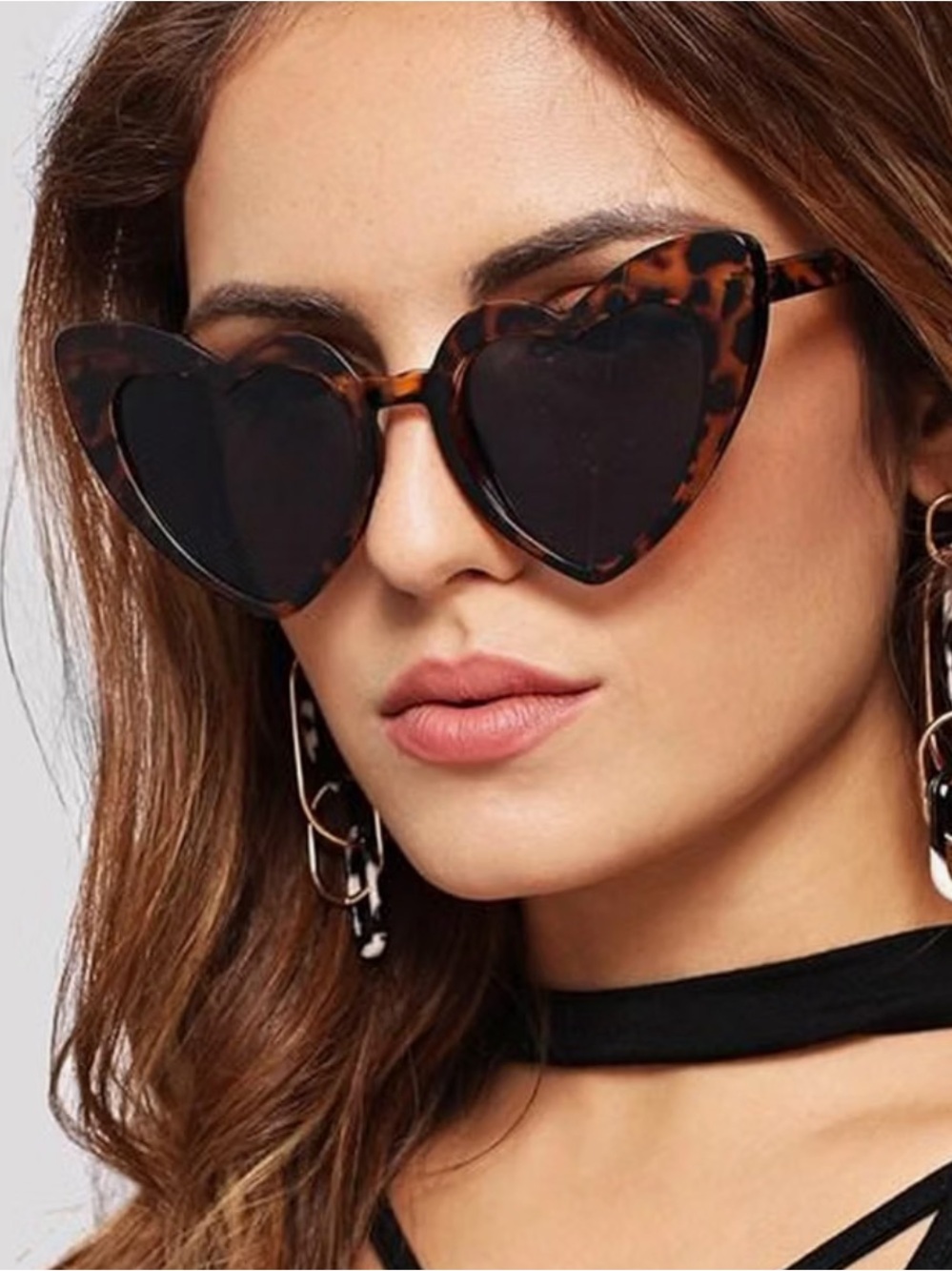 Leopard heart cateye sunglasses big oversized retro pinup dollbaby sexy y2k